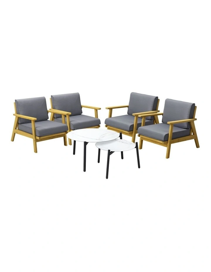 Livsip Outdoor Lounge Set 6PCS Patio Furniture 2pc White Coffee Side Table Sets image 1