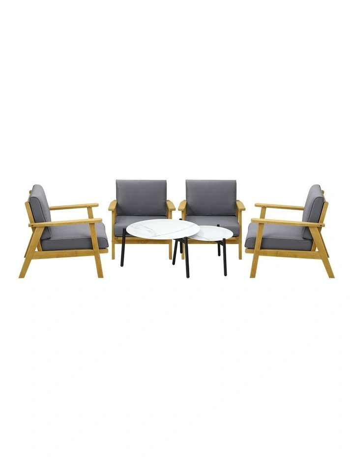 Livsip Outdoor Lounge Set 6PCS Patio Furniture 2pc White Coffee Side Table Sets image 2