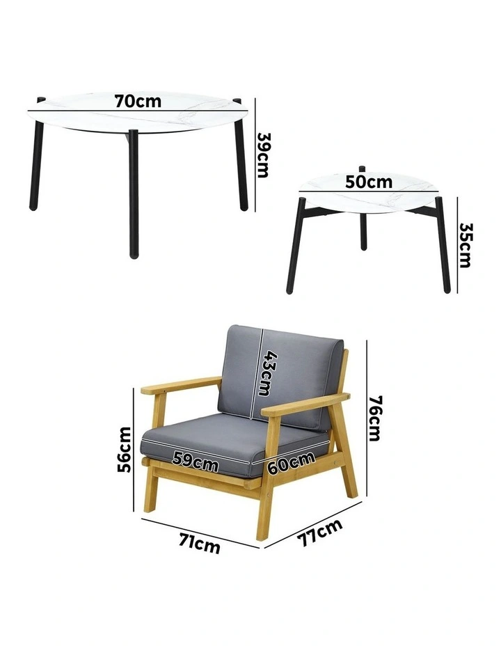 Livsip Outdoor Lounge Set 6PCS Patio Furniture 2pc White Coffee Side Table Sets image 3