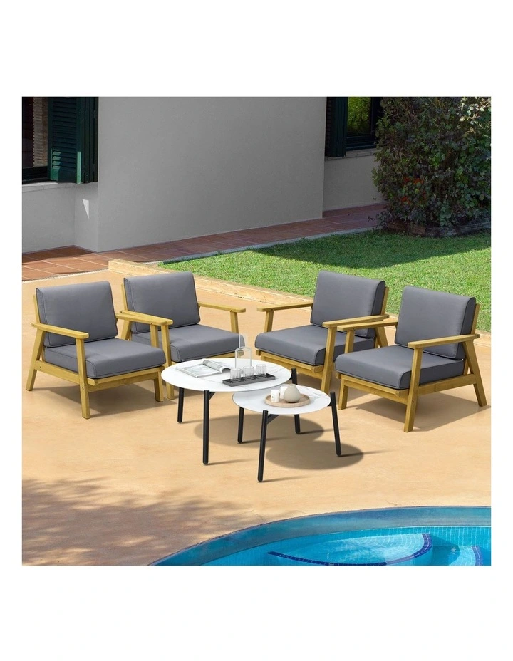 Livsip Outdoor Lounge Set 6PCS Patio Furniture 2pc White Coffee Side Table Sets image 4