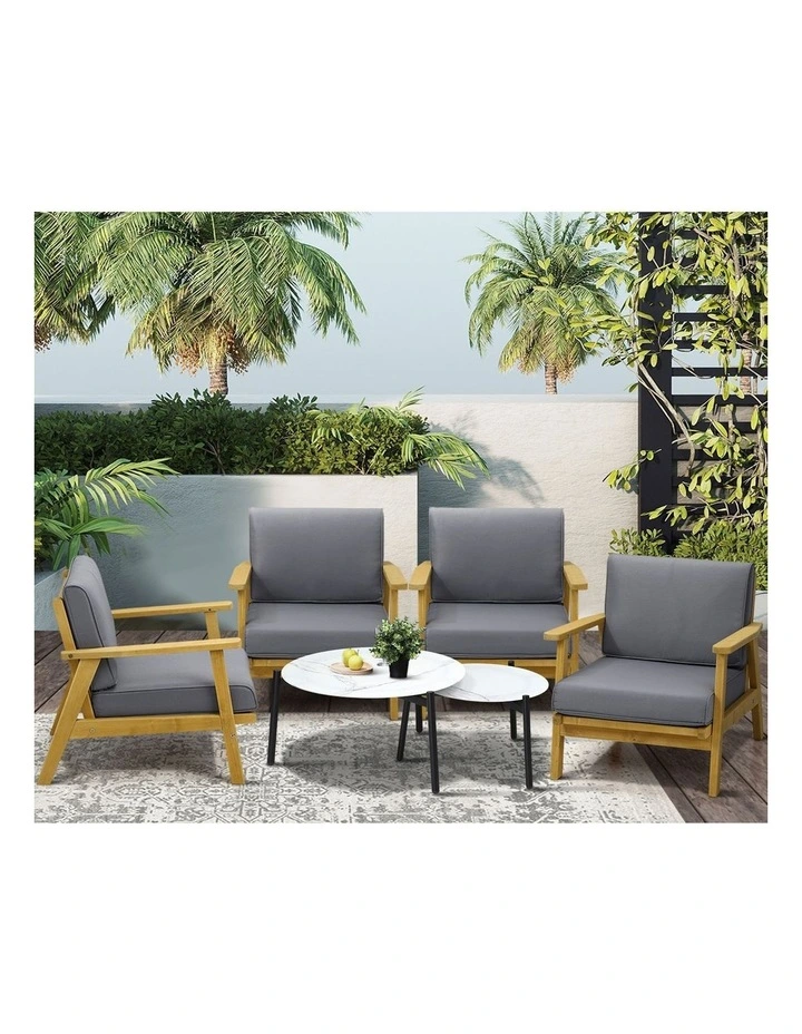 Livsip Outdoor Lounge Set 6PCS Patio Furniture 2pc White Coffee Side Table Sets image 5