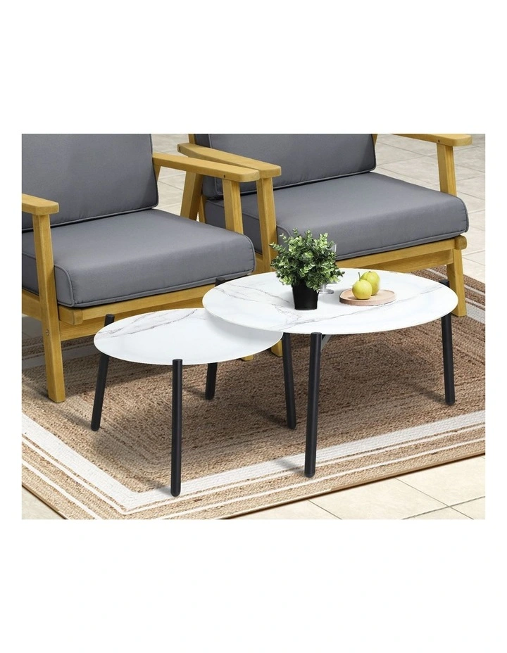 Livsip Outdoor Lounge Set 6PCS Patio Furniture 2pc White Coffee Side Table Sets image 6