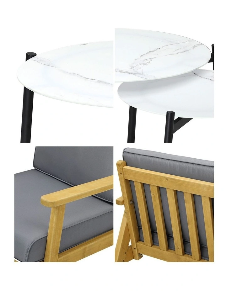 Livsip Outdoor Lounge Set 6PCS Patio Furniture 2pc White Coffee Side Table Sets image 7