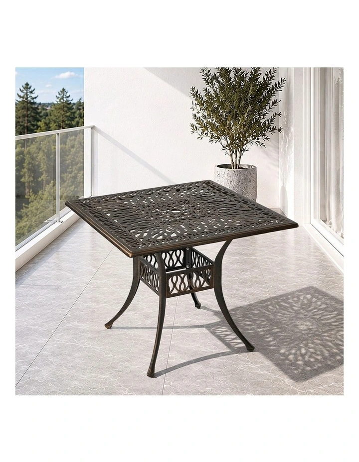 Livsip Outdoor Garden Table Patio Dining Table Cast Aluminium Furniture Bronze image 7