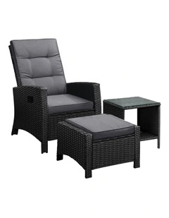 Livsip Recliner Chairs & Table Outdoor Furniture Wicker Sofa Patio Set Garden