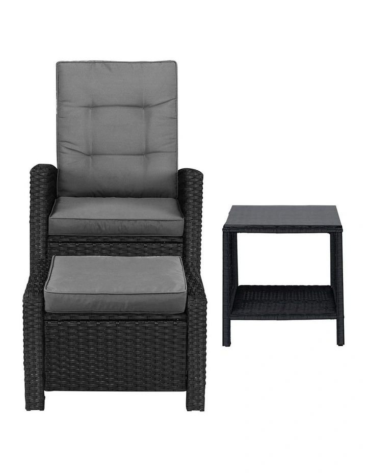 Livsip Recliner Chairs & Table Outdoor Furniture Wicker Sofa Patio Set Garden image 2