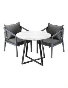 Livsip 3PCS Outdoor Dining Setting Table Lounge Chair Patio Furniture Bistro Set