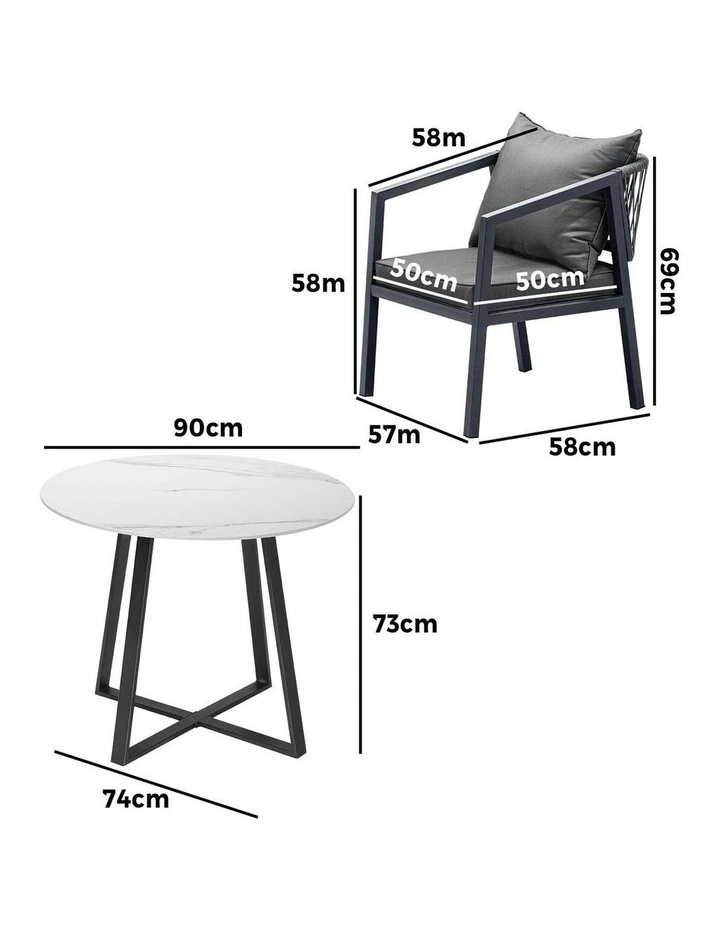 Livsip 3PCS Outdoor Dining Setting Table Lounge Chair Patio Furniture Bistro Set image 3