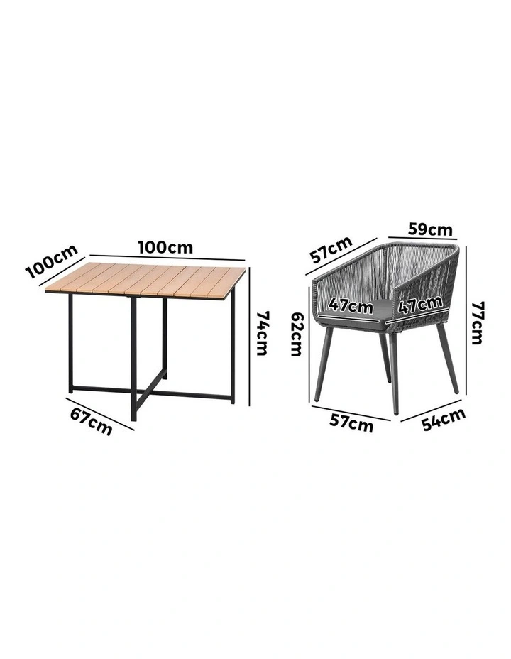 Livsip 5PCS Outdoor Dining Set Furniture Table Lounge Chairs Patio Setting image 3