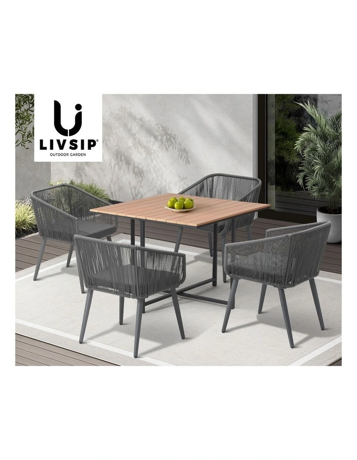 Livsip 5PCS Outdoor Dining Set Furniture Table Lounge Chairs Patio Setting image 7