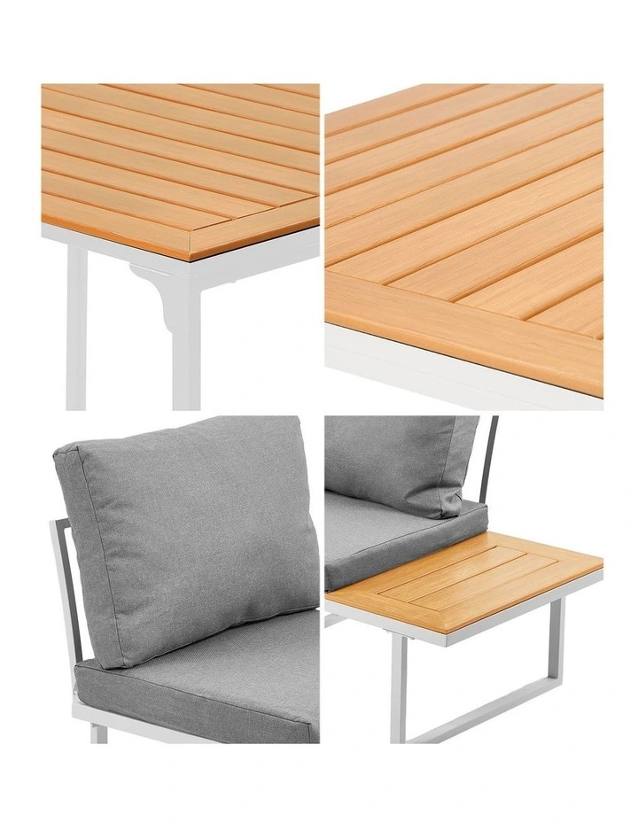 Livsip 8 Seater Outdoor Dining Sofa Set Lounge Furniture with Side Table White image 7