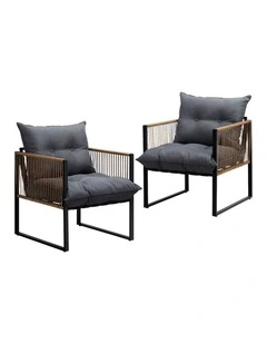 Livsip 2PCS Outdoor Furniture Chairs Garden Patio Garden Lounge Set PE Wicker