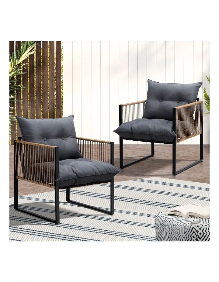 Livsip 2PCS Outdoor Furniture Chairs Garden Patio Garden Lounge Set PE Wicker image 4