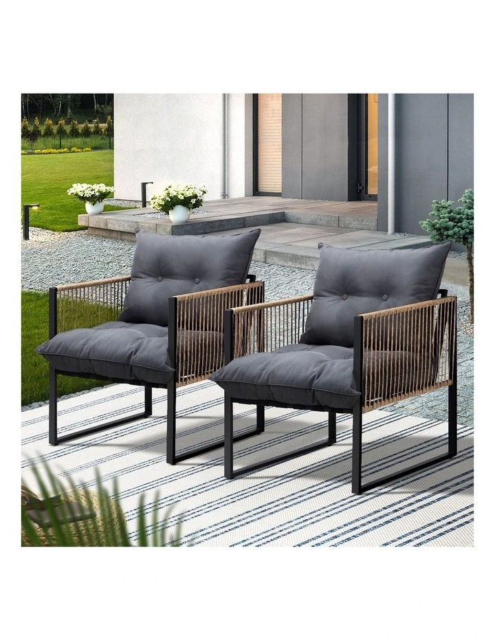 Livsip 2PCS Outdoor Furniture Chairs Garden Patio Garden Lounge Set PE Wicker image 5
