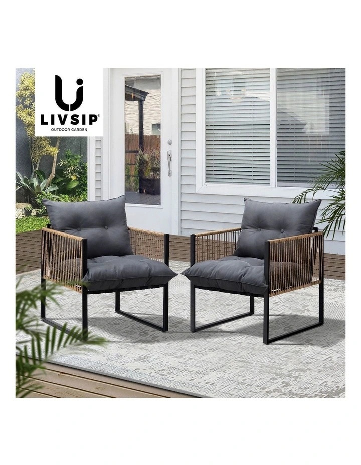 Livsip 2PCS Outdoor Furniture Chairs Garden Patio Garden Lounge Set PE Wicker image 7