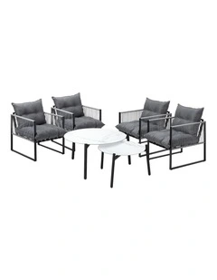 Livsip 6PCS Outdoor Patio Setting Lounge Chairs White 70cm Coffee Table Garden