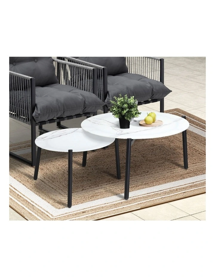 Livsip 6PCS Outdoor Patio Setting Lounge Chairs White 70cm Coffee Table Garden image 6