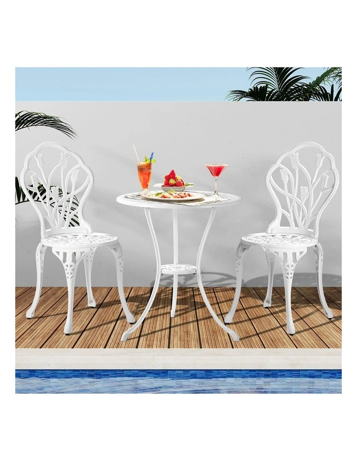 Livsip 3 Piece Outdoor Furniture Setting Chairs Table Bistro Patio Dining Set image 4