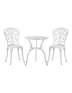 Livsip Bistro Outdoor Setting Chairs Table Patio Dining 3PCS Set Cast Aluminium