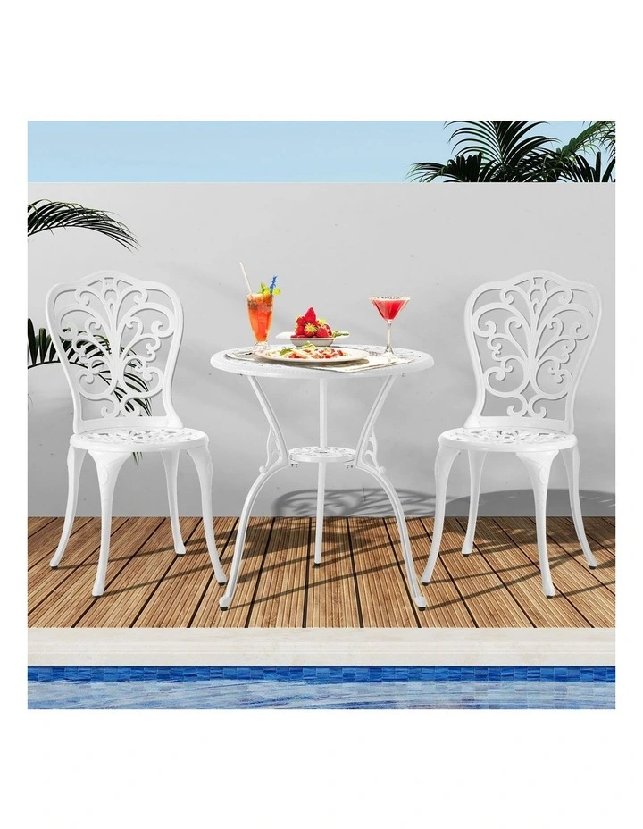 Livsip Bistro Outdoor Setting Chairs Table Patio Dining 3PCS Set Cast Aluminium image 4