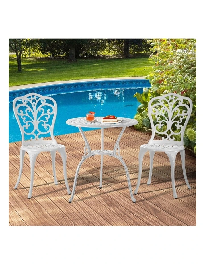 Livsip Bistro Outdoor Setting Chairs Table Patio Dining 3PCS Set Cast Aluminium image 5