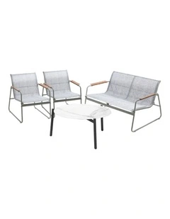 Livsip Outdoor Lounge Setting 4 Seater Furniture Patio 70cm Coffee Table Chair