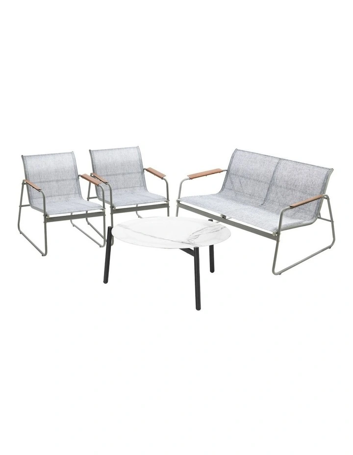 Livsip Outdoor Lounge Setting 4 Seater Furniture Patio 70cm Coffee Table Chair image 1
