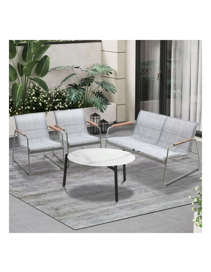 Livsip Outdoor Lounge Setting 4 Seater Furniture Patio 70cm Coffee Table Chair image 4
