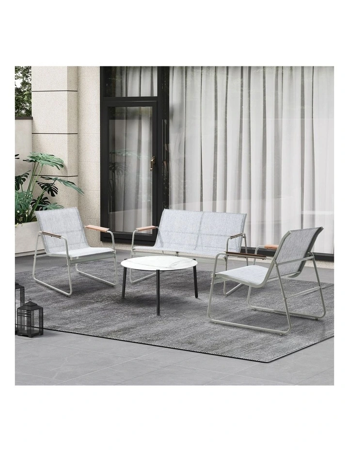 Livsip Outdoor Lounge Setting 4 Seater Furniture Patio 70cm Coffee Table Chair image 5