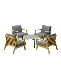 Livsip Outdoor Lounge Set 5PCS Patio Furniture Sets 70cm Grey Coffee Side Table