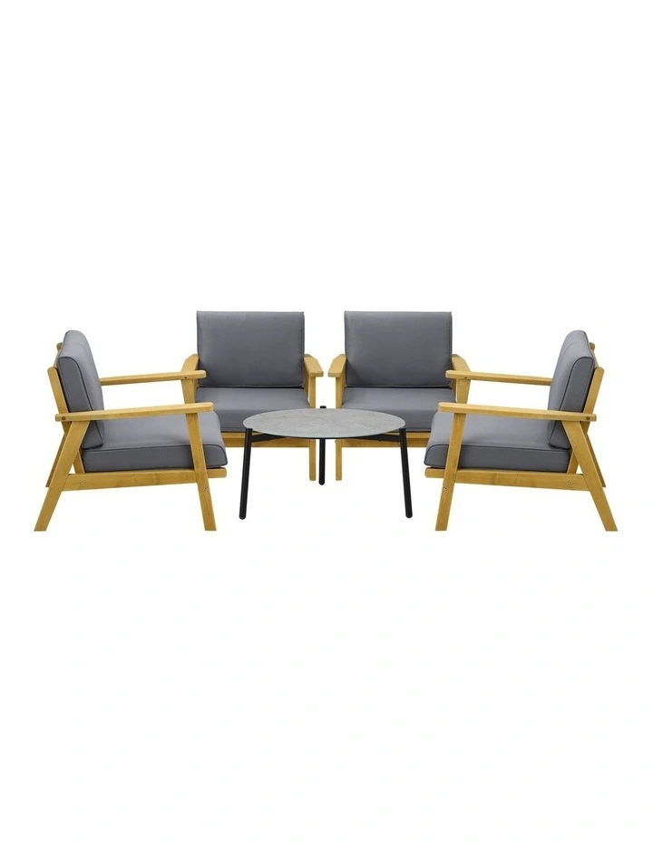 Livsip Outdoor Lounge Set 5PCS Patio Furniture Sets 70cm Grey Coffee Side Table image 2