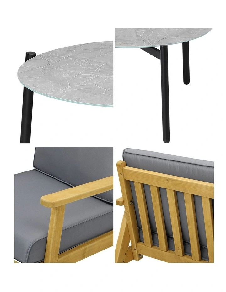 Livsip Outdoor Lounge Set 5PCS Patio Furniture Sets 70cm Grey Coffee Side Table image 6