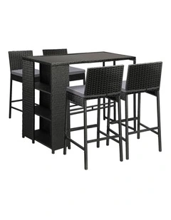 Livsip Outdoor Dining Set Patio Furniture Rattan Bar Table Chairs Bar Stools Set