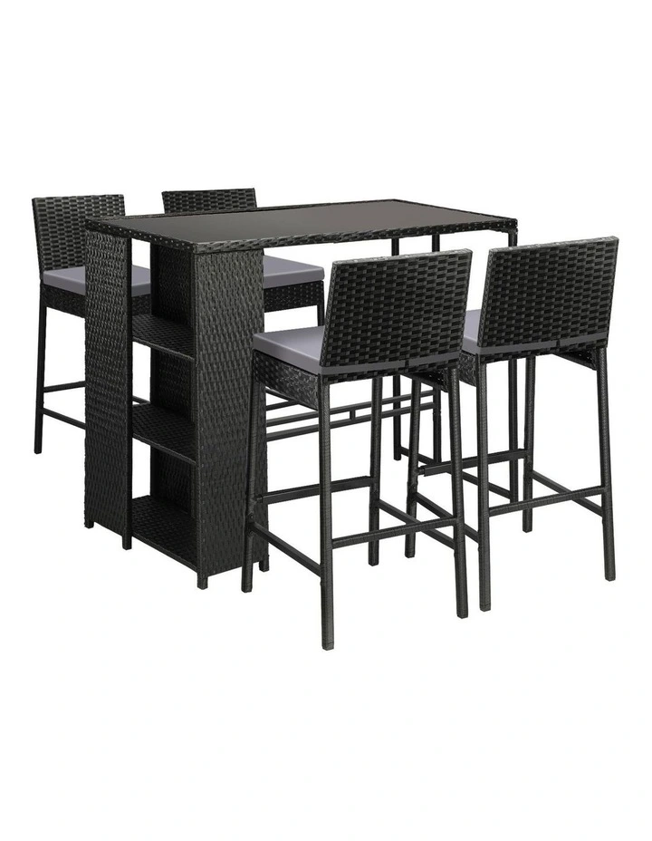 Livsip Outdoor Dining Set Patio Furniture Rattan Bar Table Chairs Bar Stools Set image 1