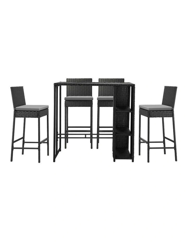 Livsip Outdoor Dining Set Patio Furniture Rattan Bar Table Chairs Bar Stools Set image 2