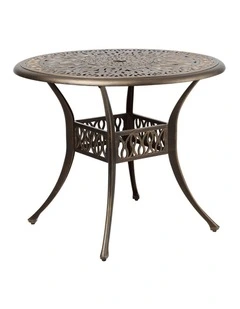 Livsip Garden Table Bronze Cast Aluminium Outdoor Patio Dining Side Table 75cm