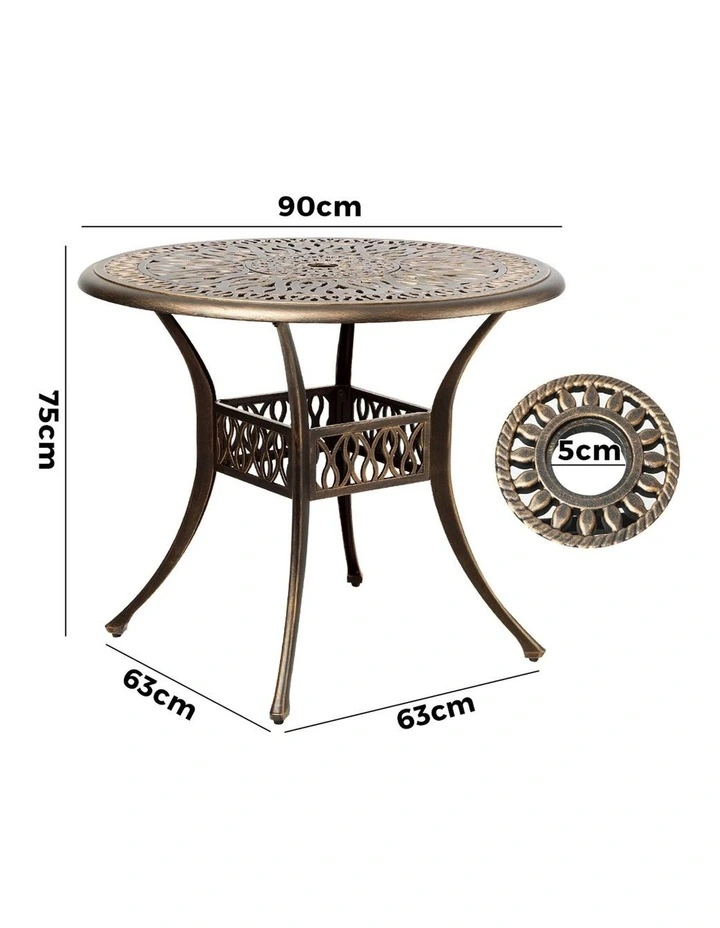Livsip Garden Table Bronze Cast Aluminium Outdoor Patio Dining Side Table 75cm image 3
