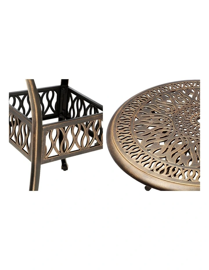 Livsip Garden Table Bronze Cast Aluminium Outdoor Patio Dining Side Table 75cm image 6
