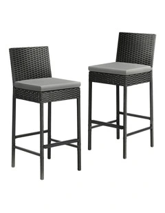 Livsip Outdoor Rattan Bar Stools Patio Dinning Chairs Cafe Garden Furniture 2X