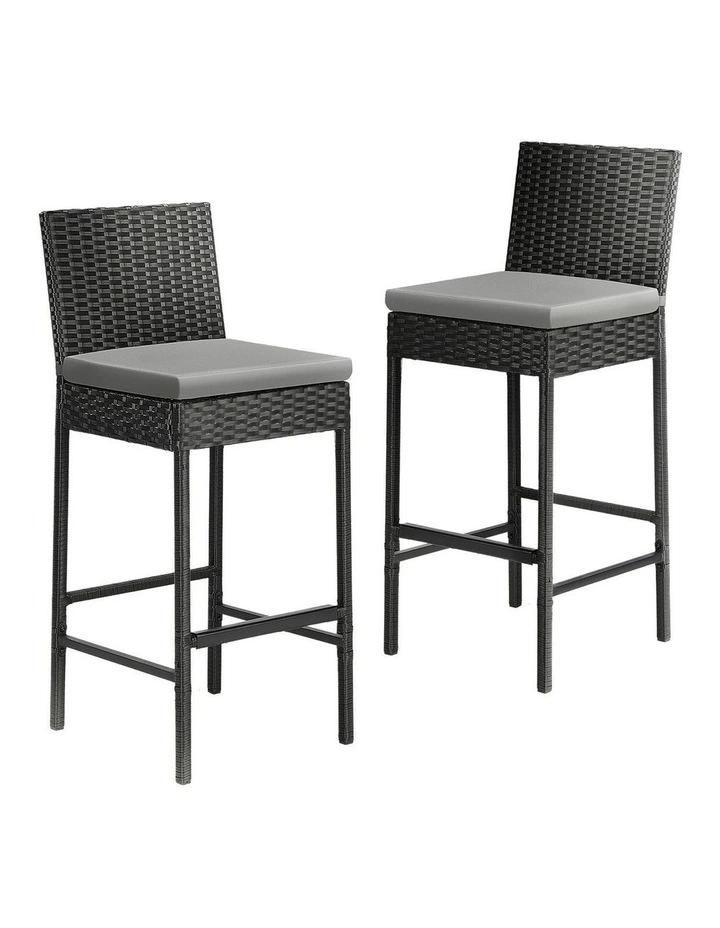 Livsip Outdoor Rattan Bar Stools Patio Dinning Chairs Cafe Garden Furniture 2X image 1