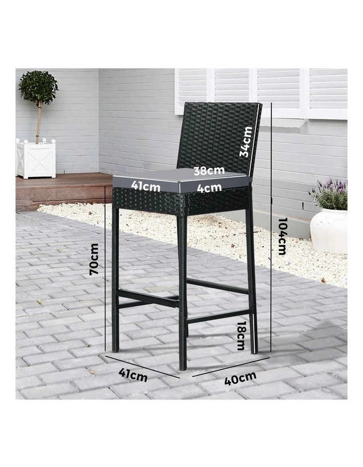 Livsip Outdoor Rattan Bar Stools Patio Dinning Chairs Cafe Garden Furniture 2X image 3