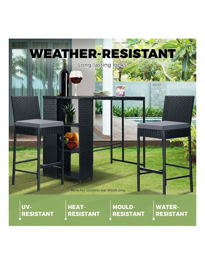 Livsip Outdoor Rattan Bar Stools Patio Dinning Chairs Cafe Garden Furniture 2X image 6