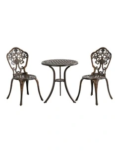 Livsip 3 Piece Outdoor Patio Set Bistro Setting Garden Furniture Bronze