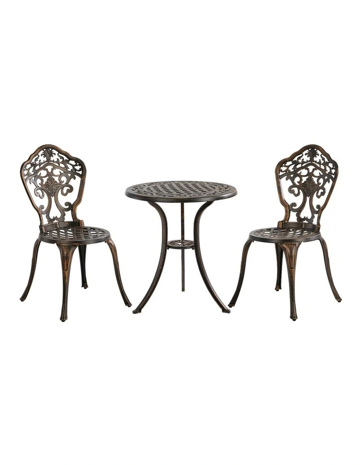 Livsip 3 Piece Outdoor Patio Set Bistro Setting Garden Furniture Bronze image 1