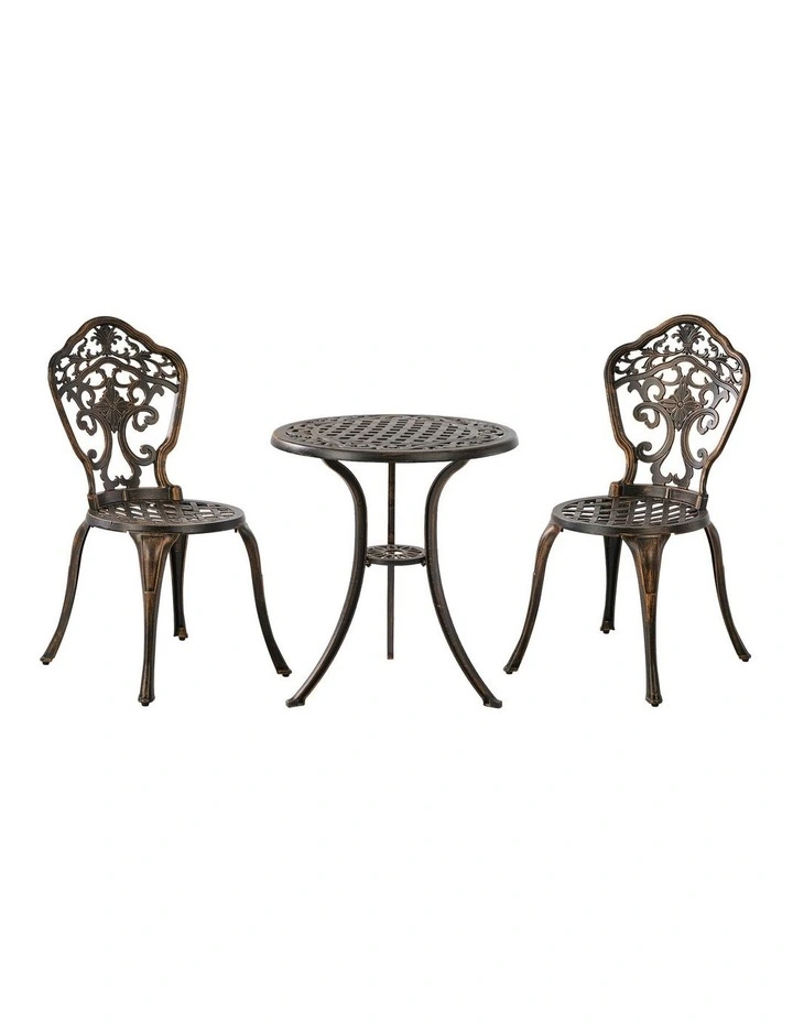 Livsip 3 Piece Outdoor Patio Set Bistro Setting Garden Furniture Bronze image 2