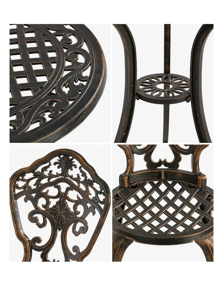Livsip 3 Piece Outdoor Patio Set Bistro Setting Garden Furniture Bronze image 6
