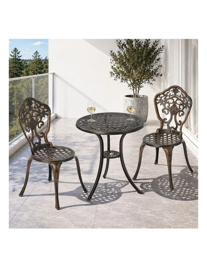 Livsip 3 Piece Outdoor Patio Set Bistro Setting Garden Furniture Bronze image 7