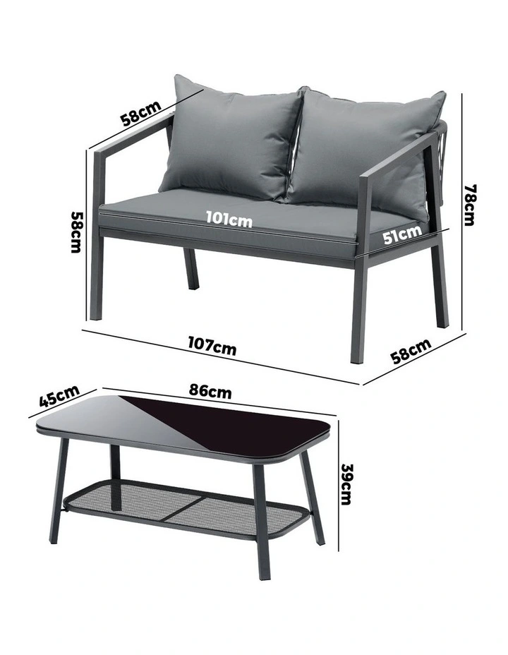 Livsip Set of 2 Outdoor Furniture Setting Garden Patio Lounge Sofa Table Chairs image 3