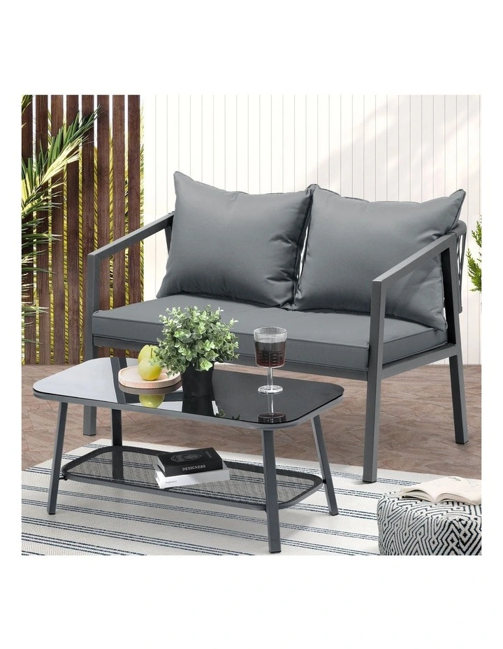Livsip Set of 2 Outdoor Furniture Setting Garden Patio Lounge Sofa Table Chairs image 4