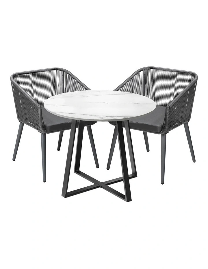 Livsip 3x Outdoor Dining Setting Sintered Stone Table Patio Furniture Bistro Set image 1